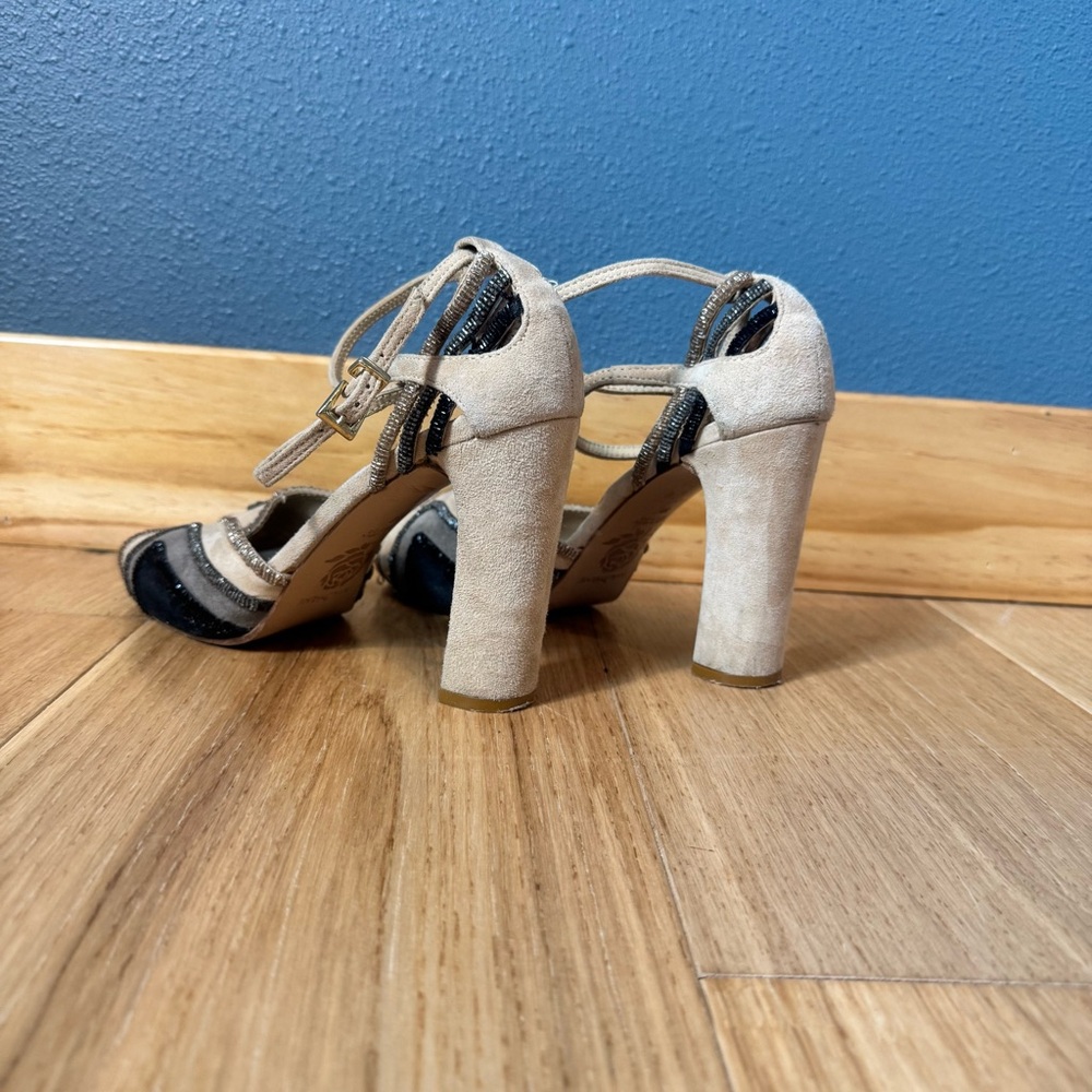 Maliparmi Elegant Peep Toe Suede Ankle Strap 4” Heels Made in Spain size 39 - Picture 9 of 11